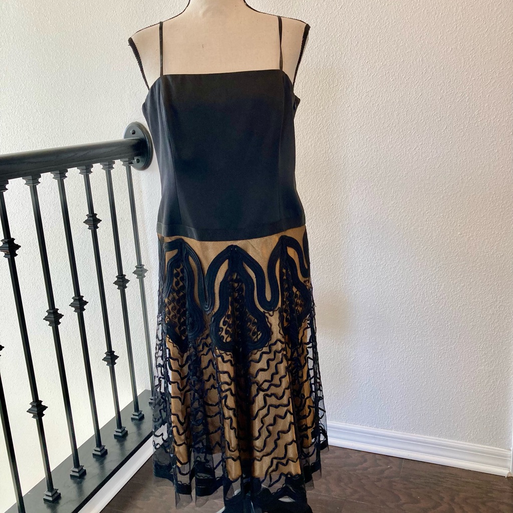 Laundry By Shelli Segal Black And Tan Midi Dress